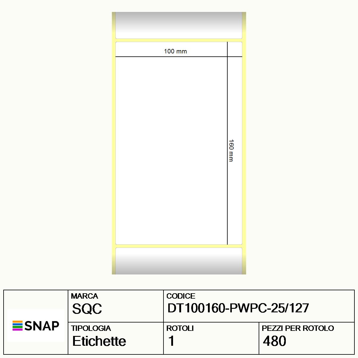 DT100160-PWPC-25/127 - Etichette SQC  S-DESK-PD Carta