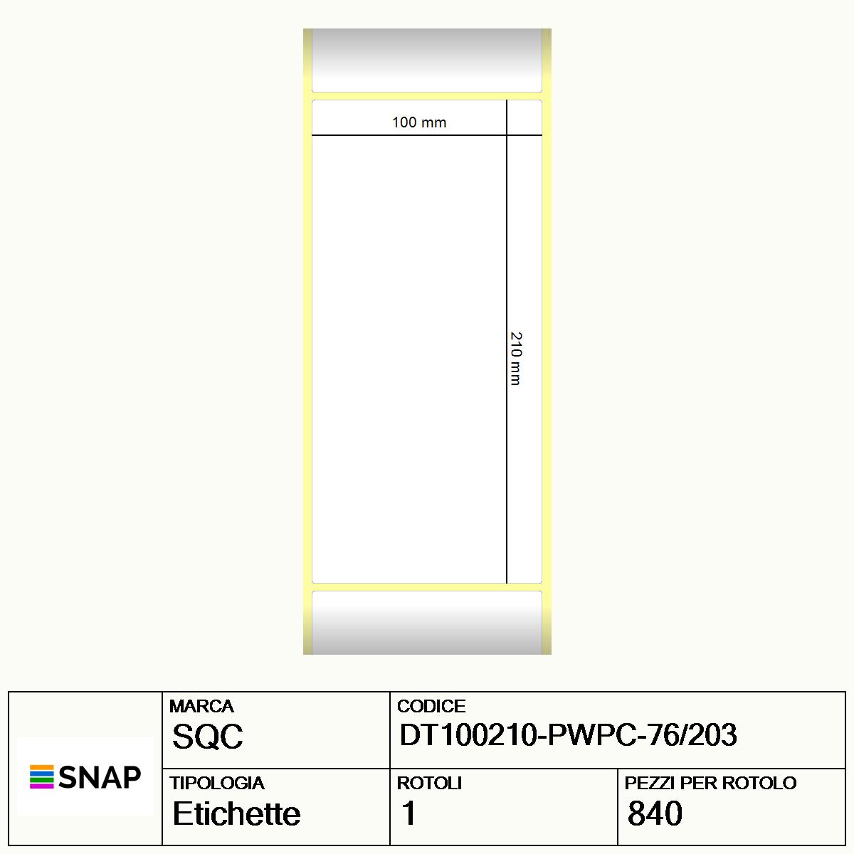 DT100210-PWPC-76/203 - Etichette SQC  S-HARD-PD Carta