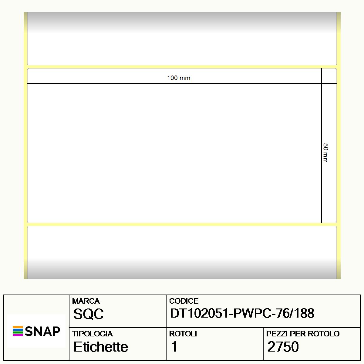 DT102051-PWPC-76/188 - Etichette SQC  S-HARD-PD Carta