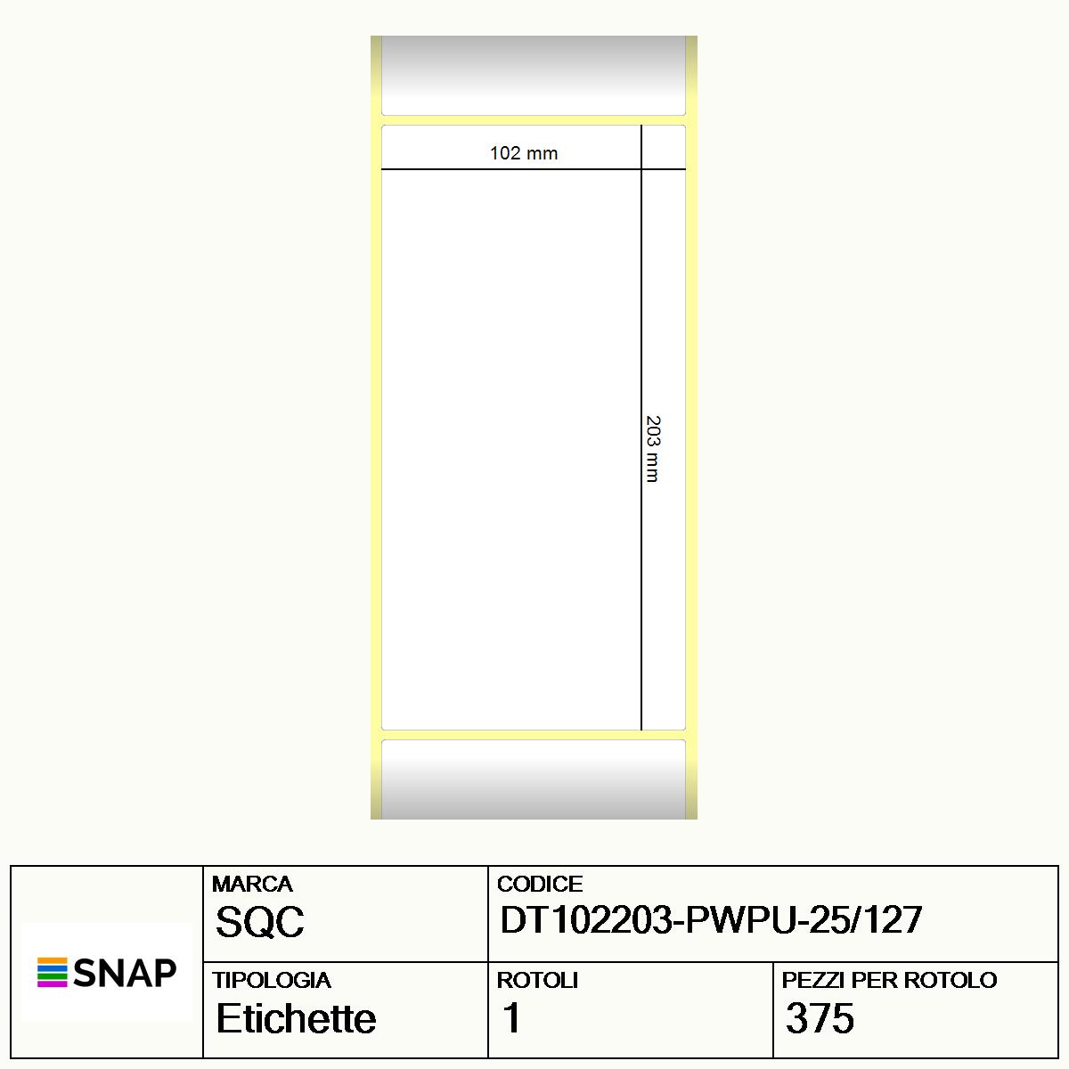 DT102203-PWPU-25/127 - Etichette SQC  S-DESK-PD Carta