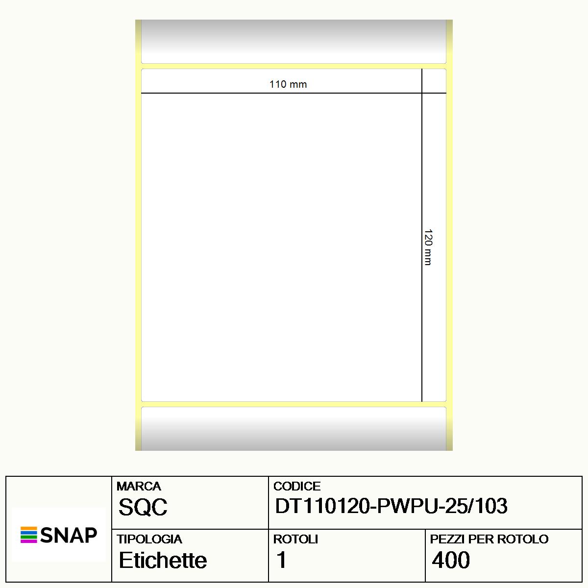DT110120-PWPU-25/103 - Etichette SQC  S-DESK-PD Carta