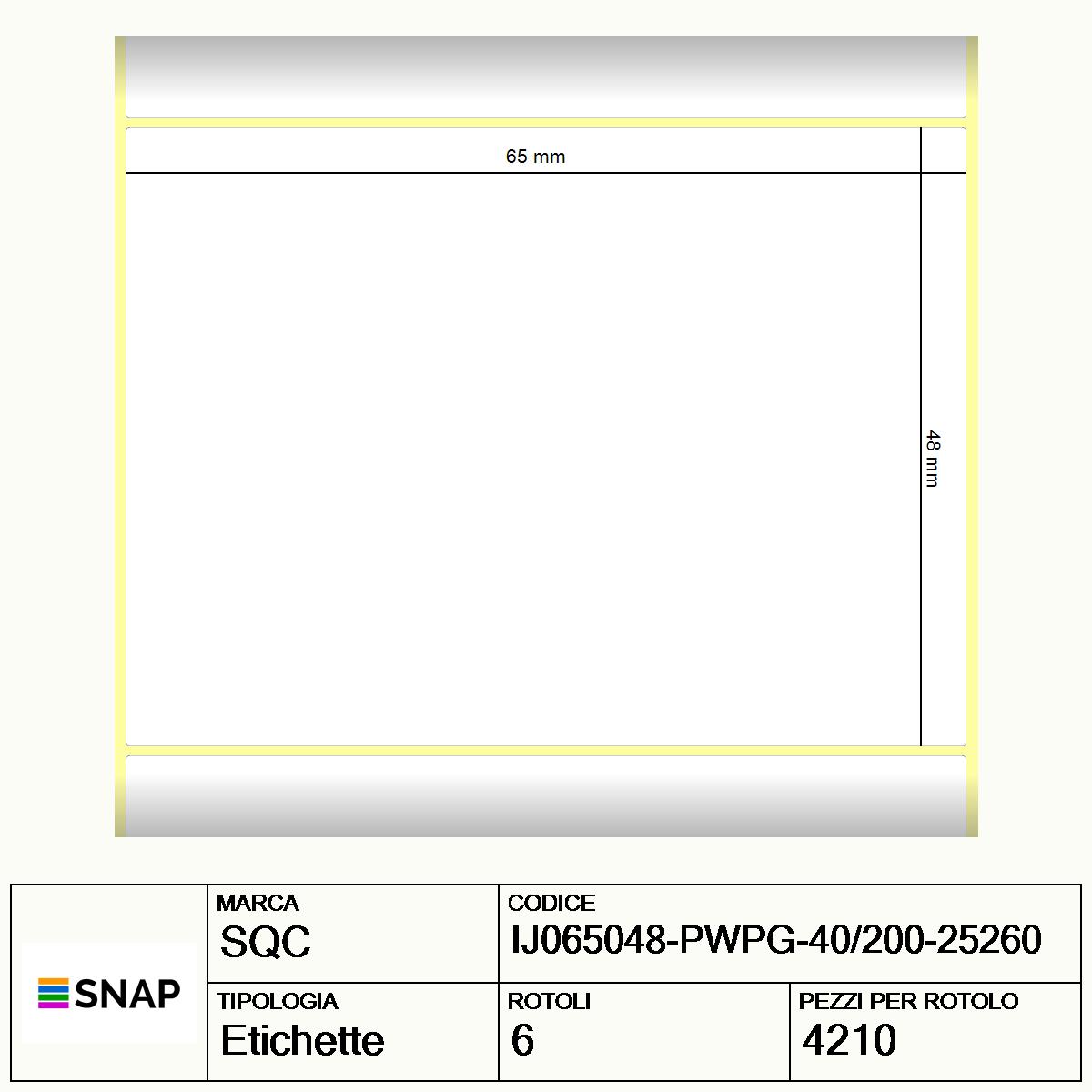 IJ065048-PWPG-40/200-25260 - Etichette SQC  S-HARD-PT Carta