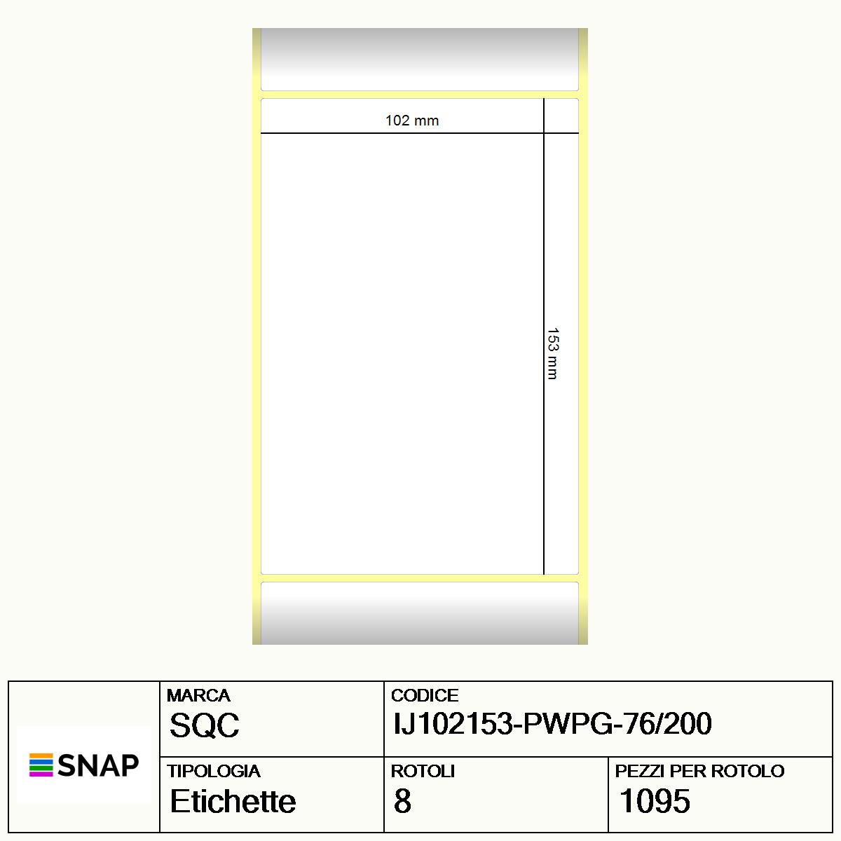 IJ102153-PWPG-76/200 - Etichette SQC  S-HARD-ST Polipropilene
