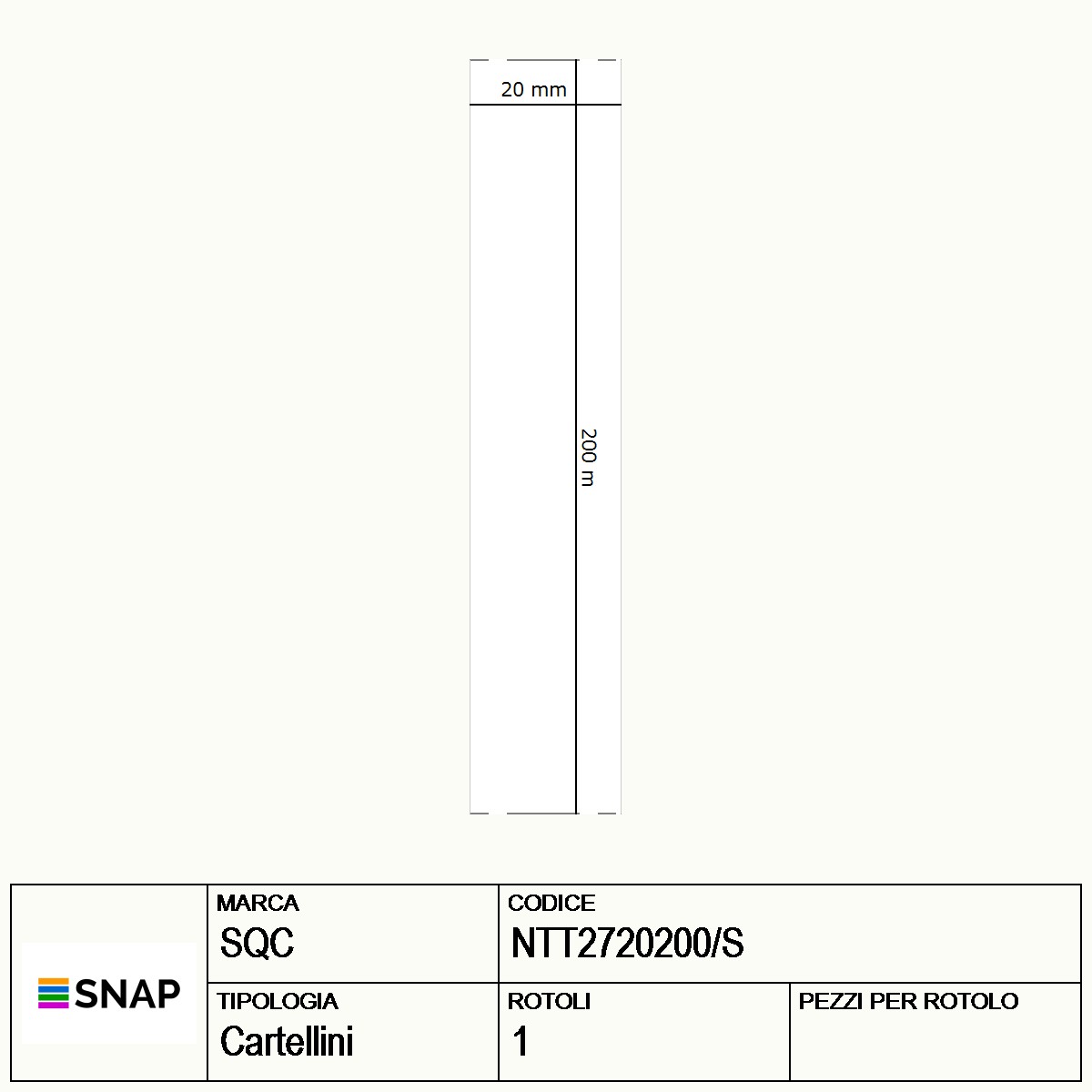 NTT2720200/S - Cartellini SQC  S-CLOTH Poliammide
