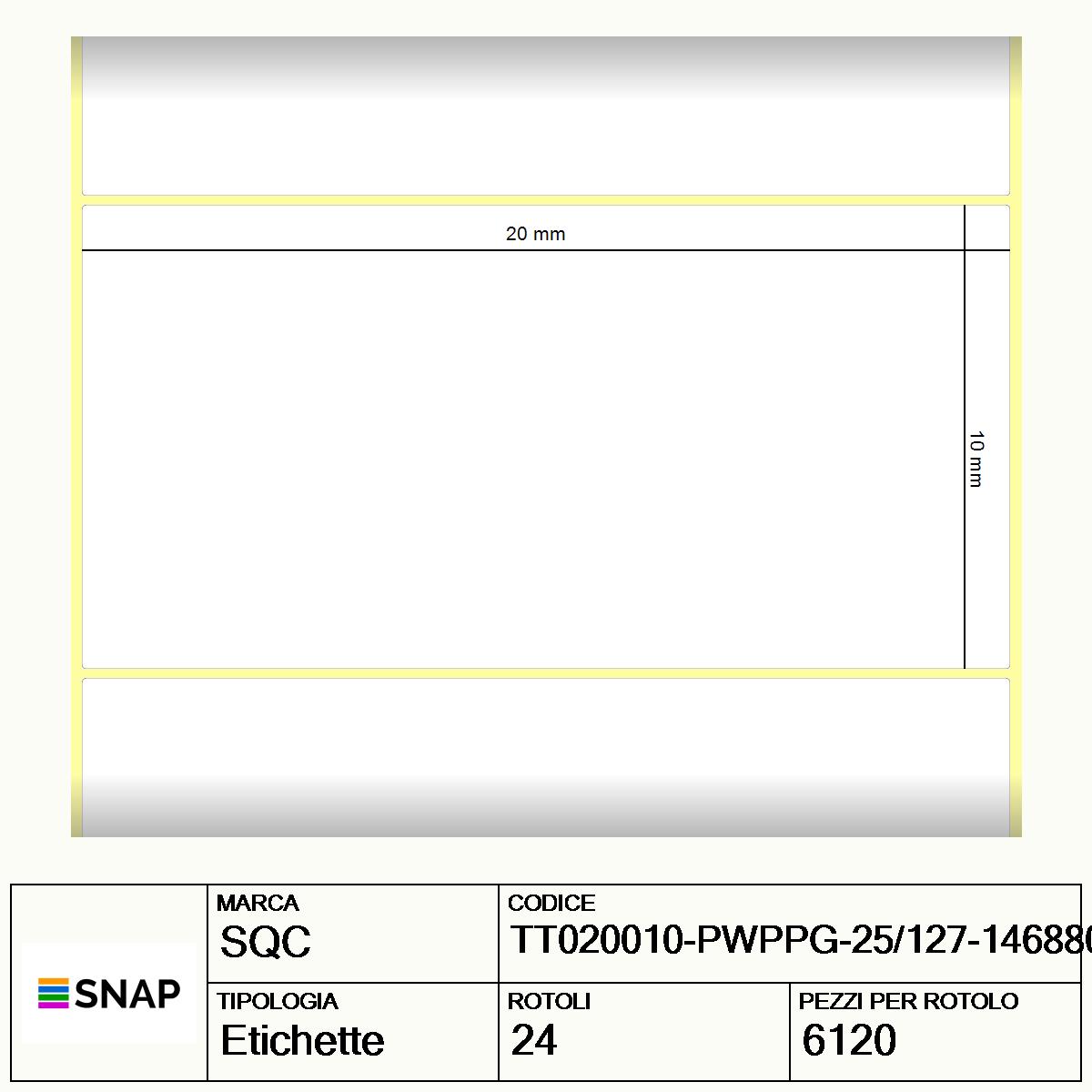 TT020010-PWPPG-25/127-146880 - Etichette SQC  S-DESK-ST Polipropilene