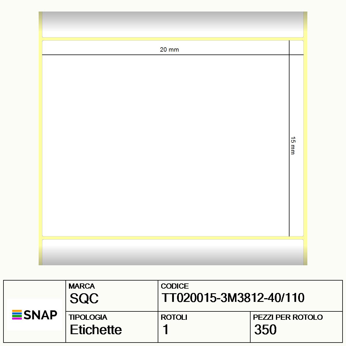 TT020015-3M3812-40/110 - Etichette SQC  S-by3M Poliuretano