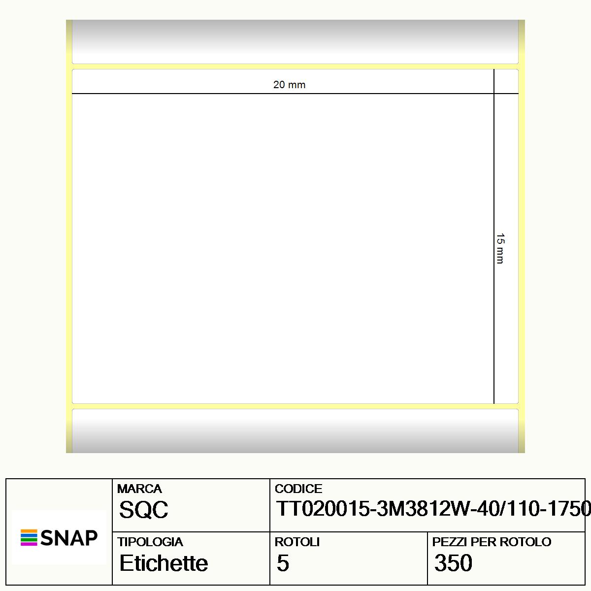TT020015-3M3812W-40/110-1750 - Etichette SQC  S-by3M Poliuretano