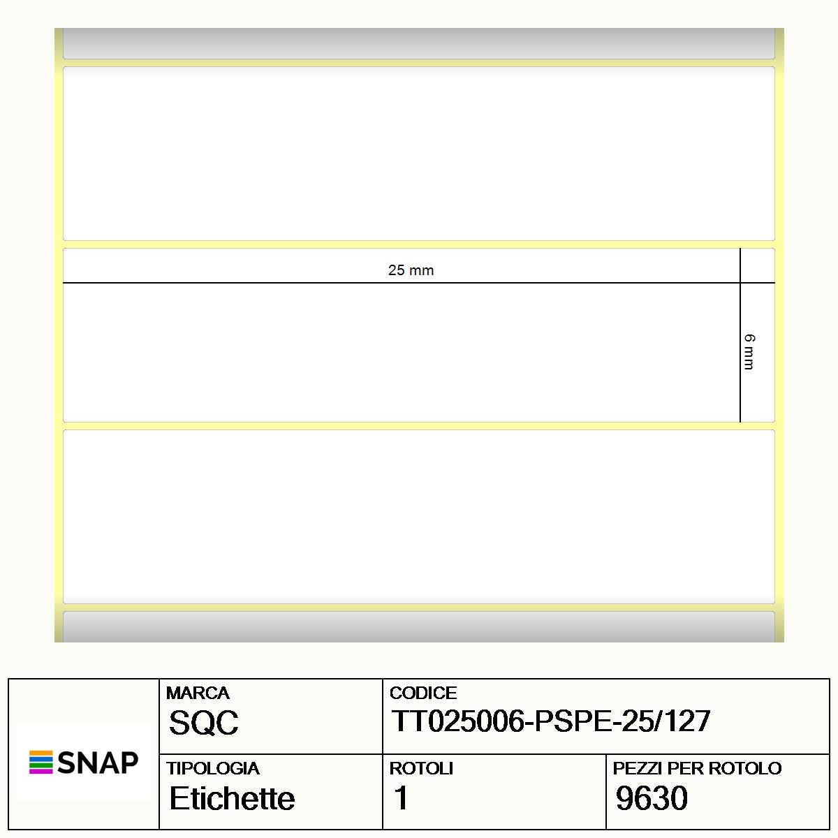TT025006-PSPE-25/127 - Etichette SQC Argento Poliestere