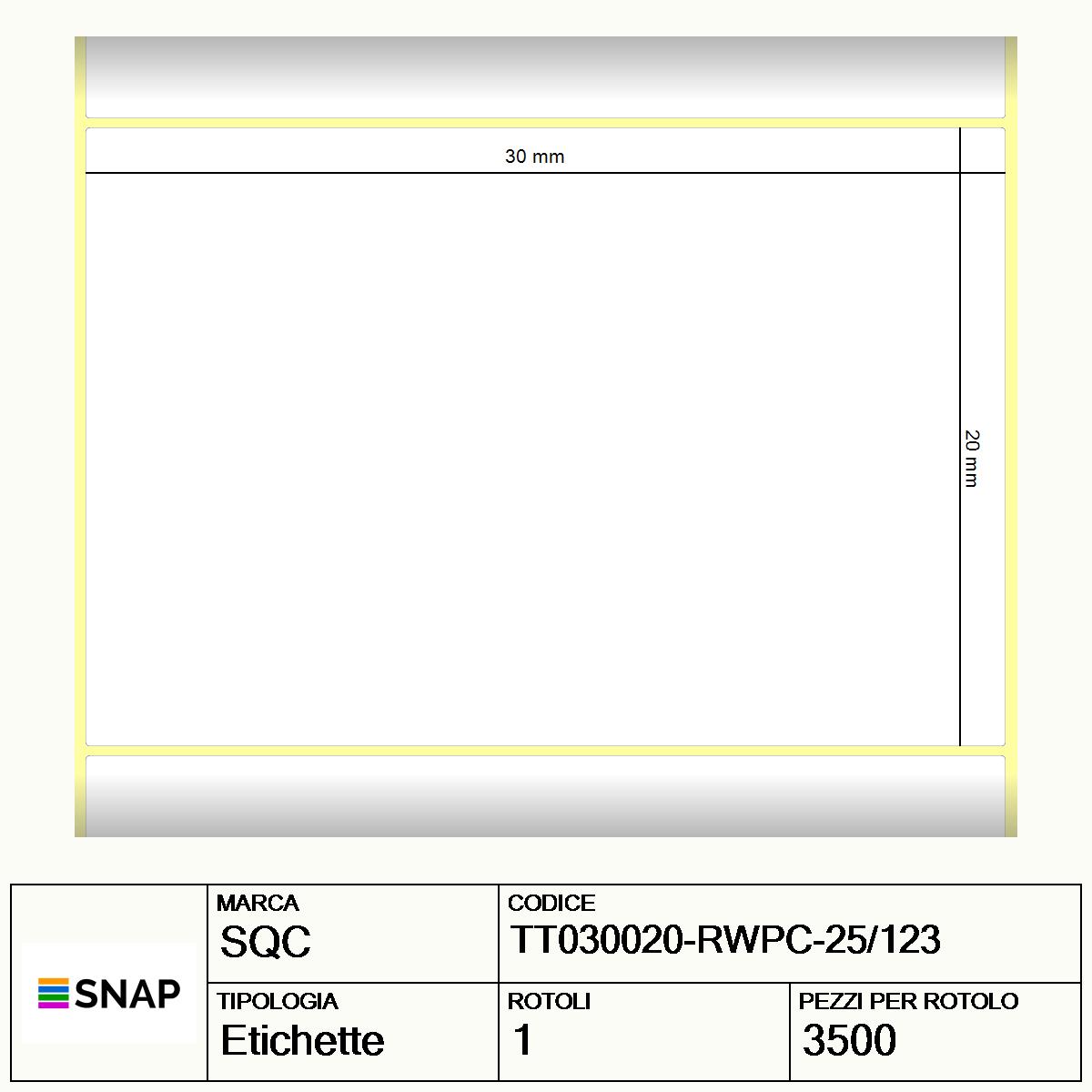 TT030020-RWPC-25/123 - Etichette SQC  S-DESK-PT Carta