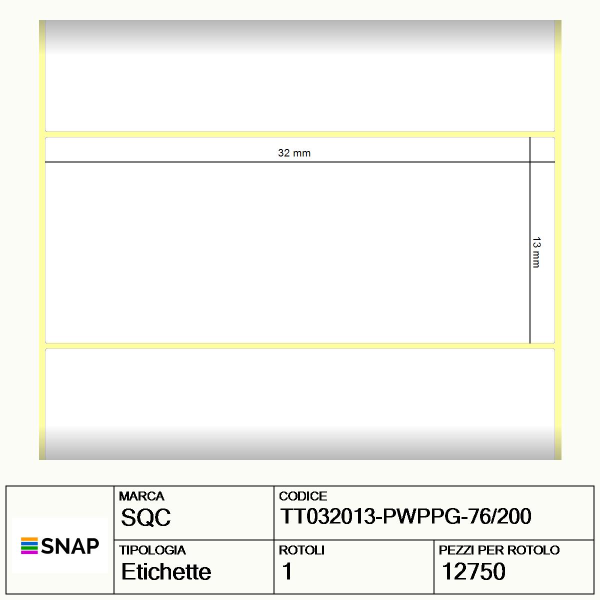 TT032013-PWPPG-76/200 - Etichette SQC  S-HARD-ST Polipropilene