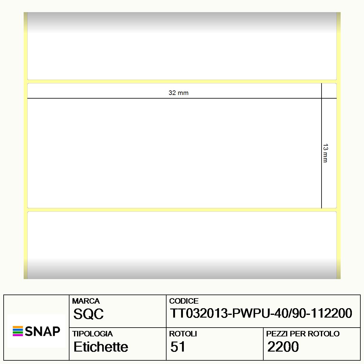 TT032013-PWPU-40/90-112200 - Etichette SQC  S-DESK-PT Carta