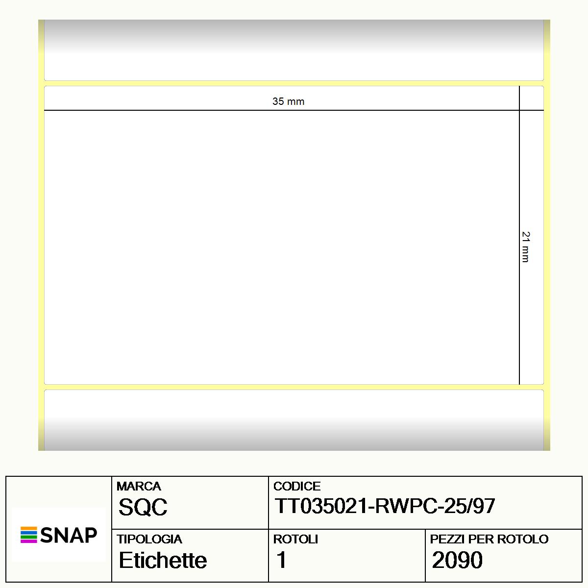 TT035021-RWPC-25/97 - Etichette SQC  S-DESK-PT Carta