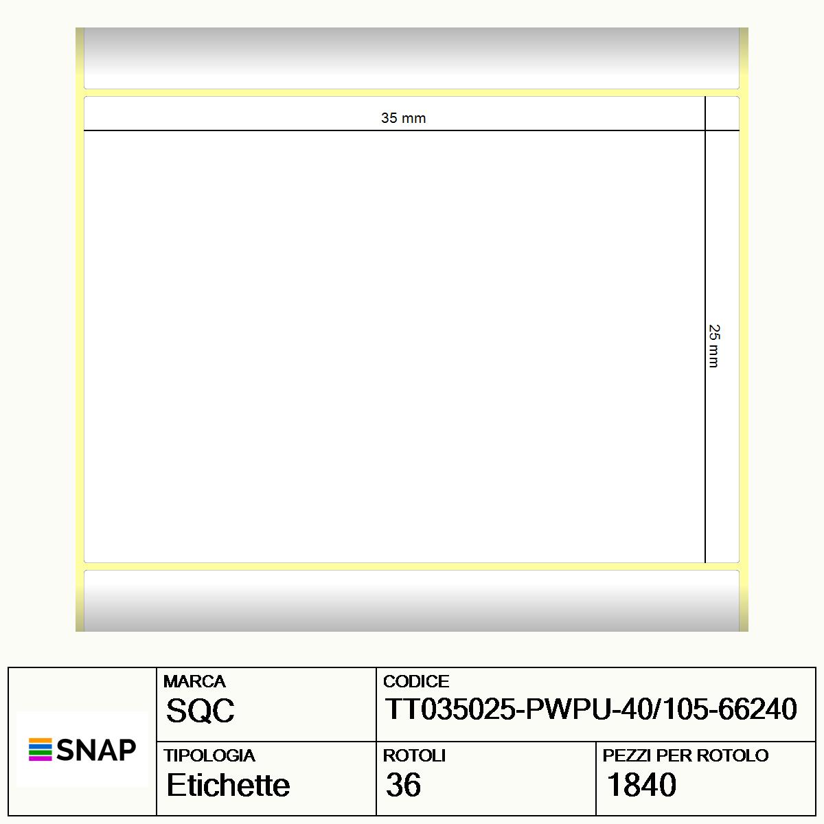 TT035025-PWPU-40/105-66240 - Etichette SQC  S-DESK-PT Carta