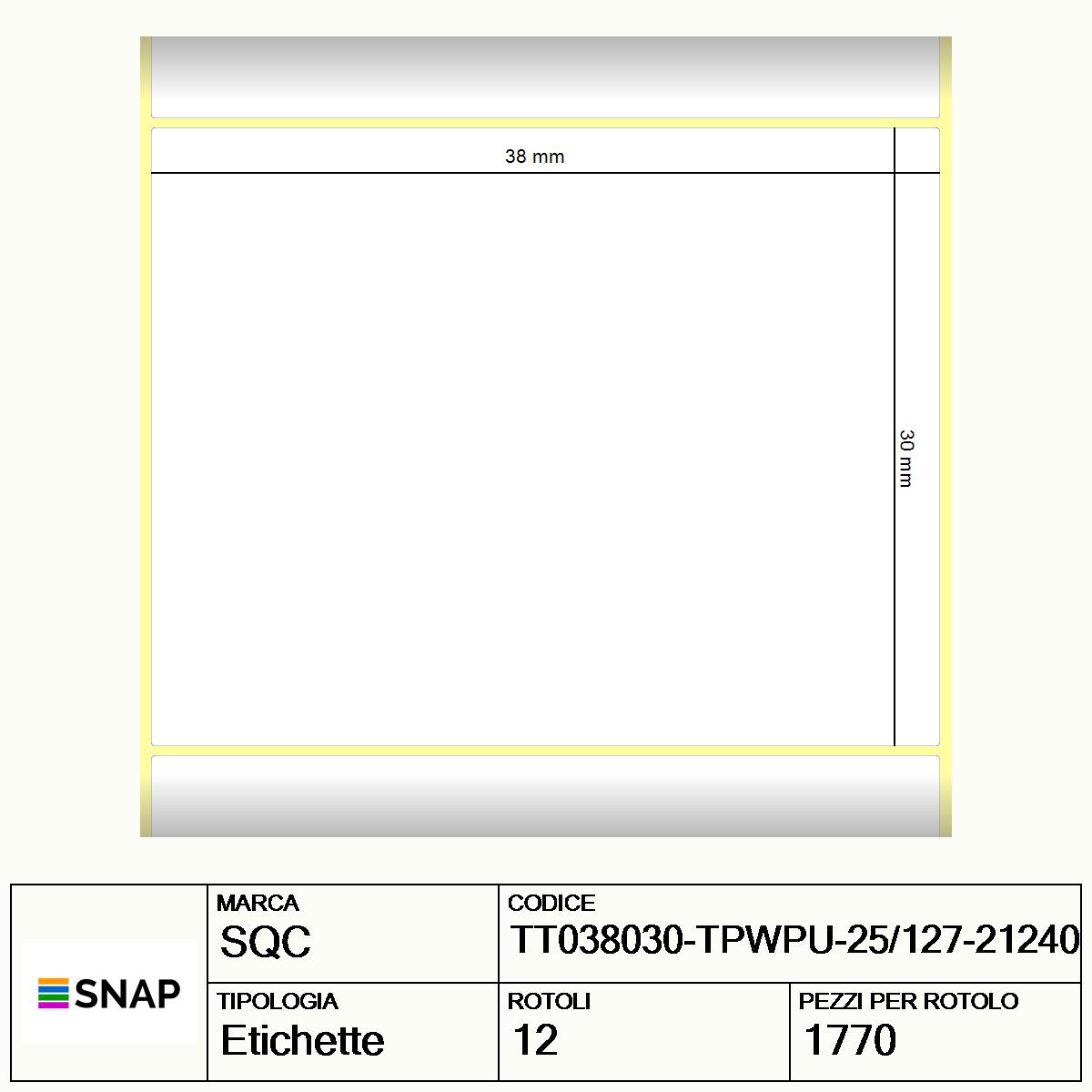 TT038030-TPWPU-25/127-21240 - Etichette SQC  S-HEALTCARE Carta