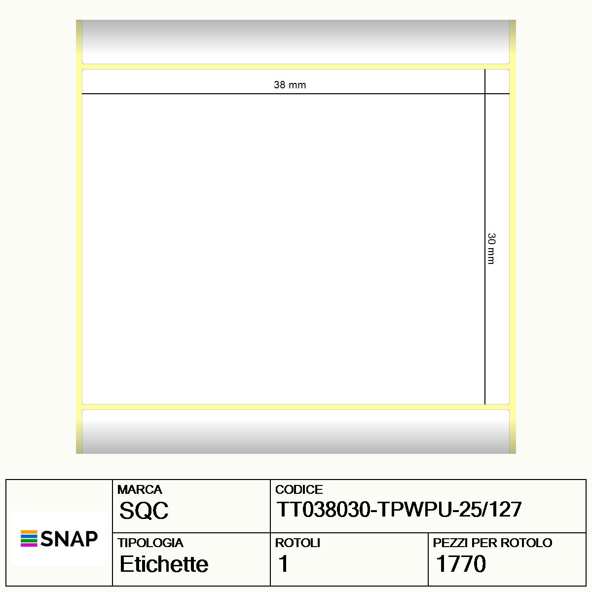 TT038030-TPWPU-25/127 - Etichette SQC  S-HEALTCARE Carta