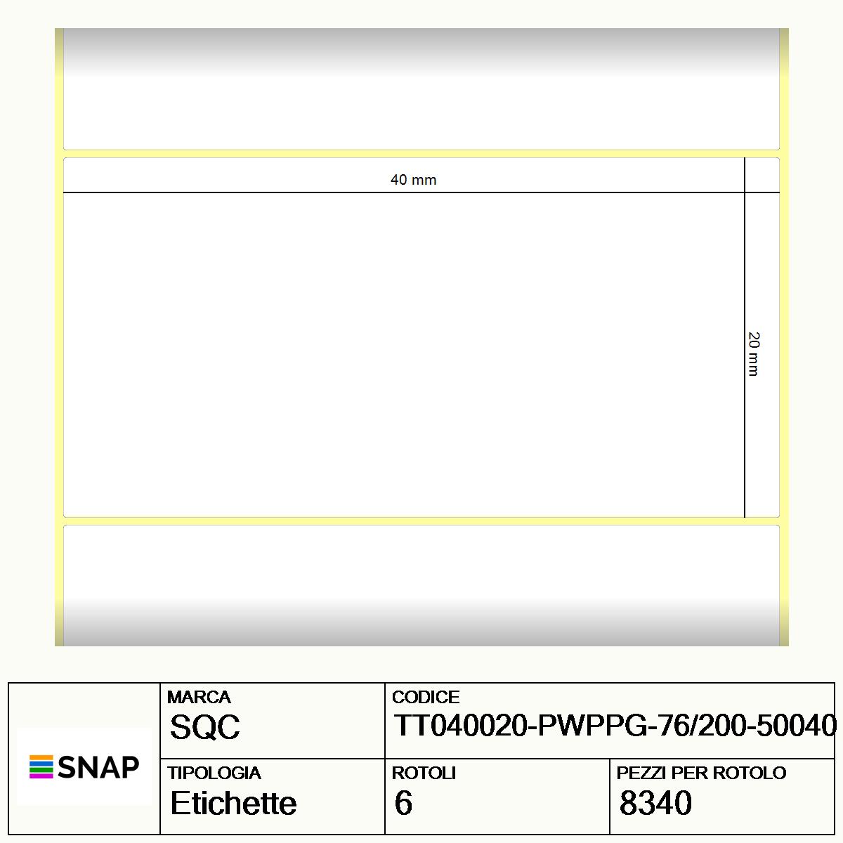 TT040020-PWPPG-76/200-50040 - Etichette SQC  S-HARD-ST Polipropilene
