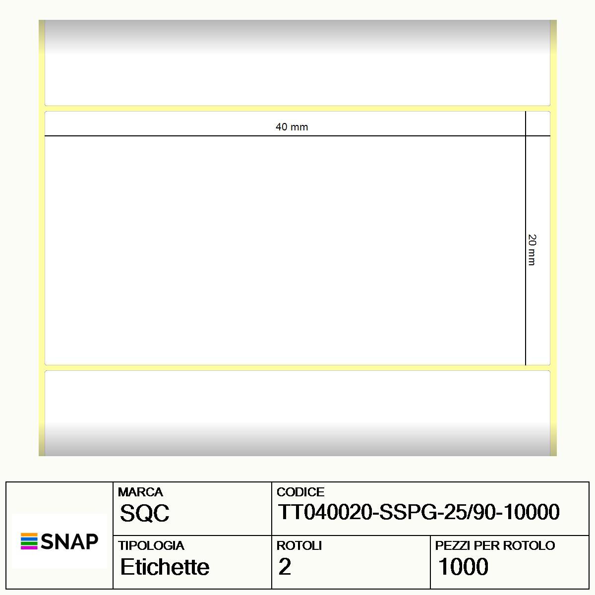 TT040020-SSPG-25/90-10000 - Etichette SQC Argento S-DESK-STC PVC