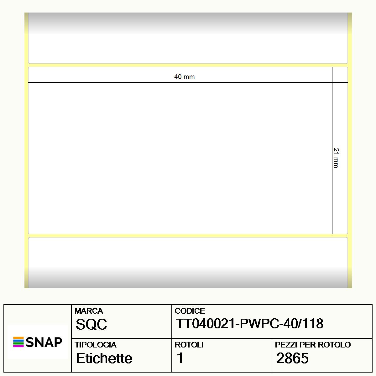 TT040021-PWPC-40/118 - Etichette SQC  S-DESK-PT Carta