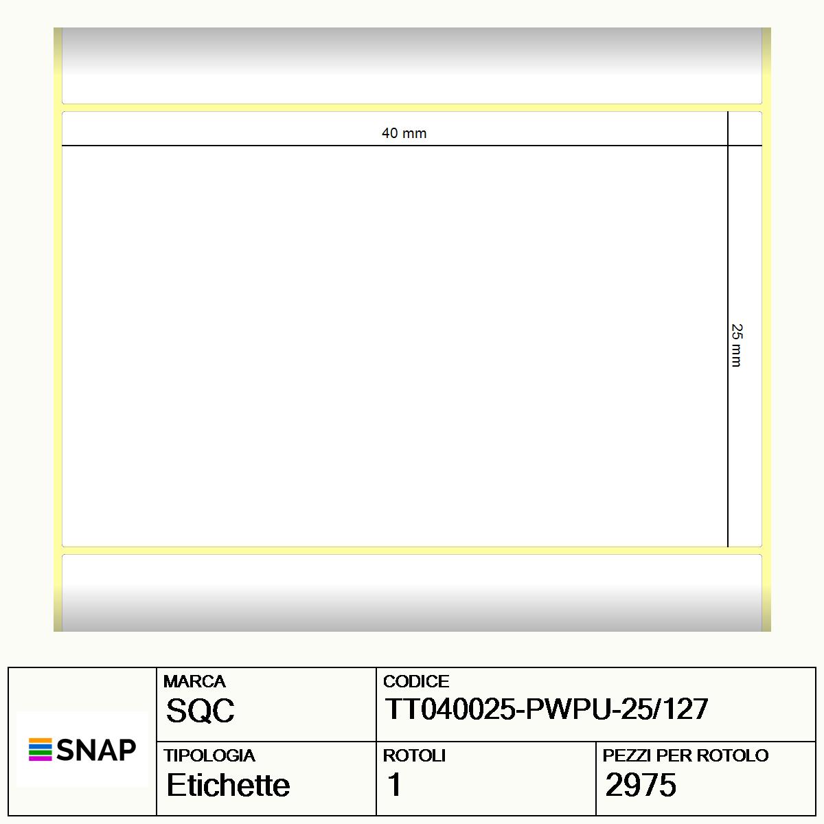 TT040025-PWPU-25/127 - Etichette SQC  S-DESK-PT Carta