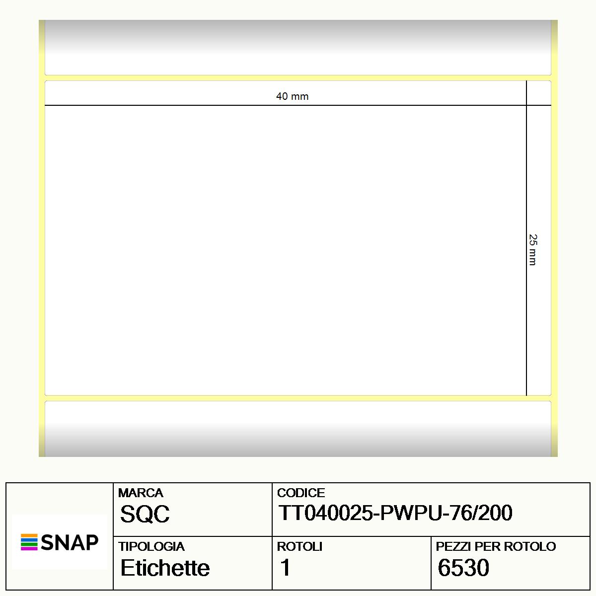 TT040025-PWPU-76/200 - Etichette SQC  S-HARD-PT Carta