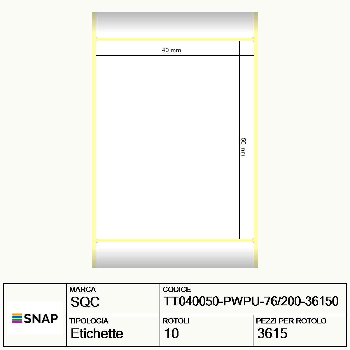 TT040050-PWPU-76/200-36150 - Etichette SQC  S-HARD-PT Carta