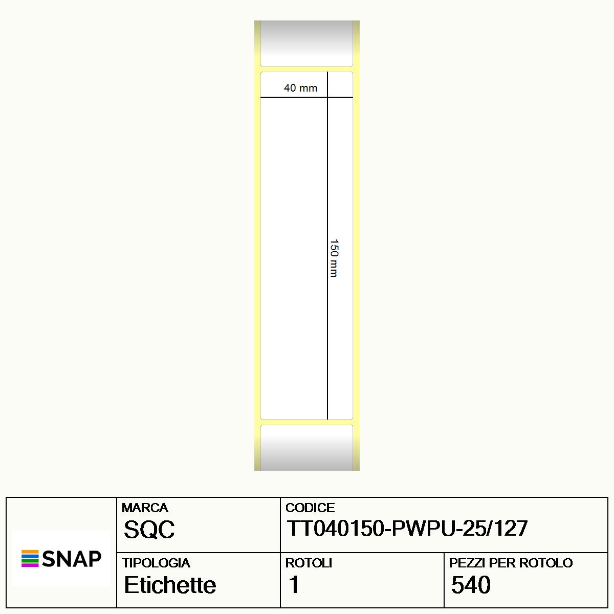 TT040150-PWPU-25/127 - Etichette SQC  S-DESK-PT Carta