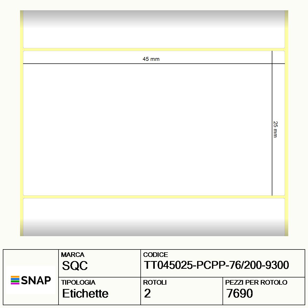TT045025-PCPP-76/200-9300 - Etichette SQC Trasparente neutro