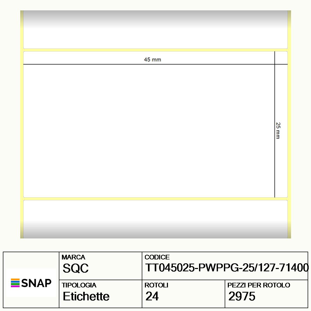 TT045025-PWPPG-25/127-71400 - Etichette SQC  S-FROZEN Polipropilene