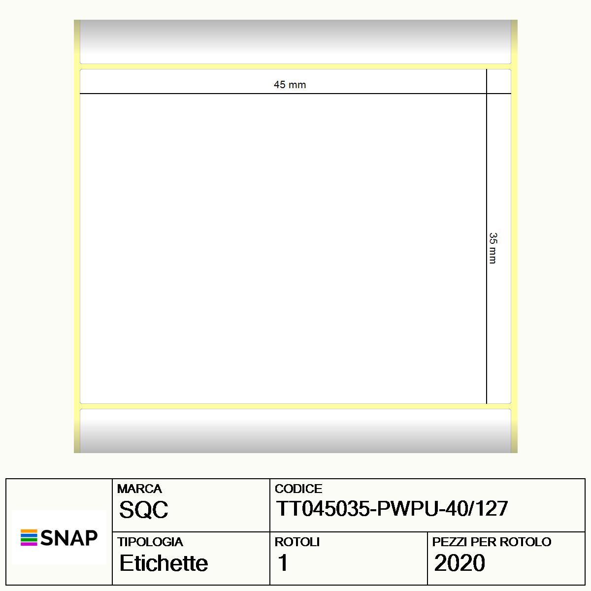 TT045035-PWPU-40/127 - Etichette SQC  S-DESK-PT Carta