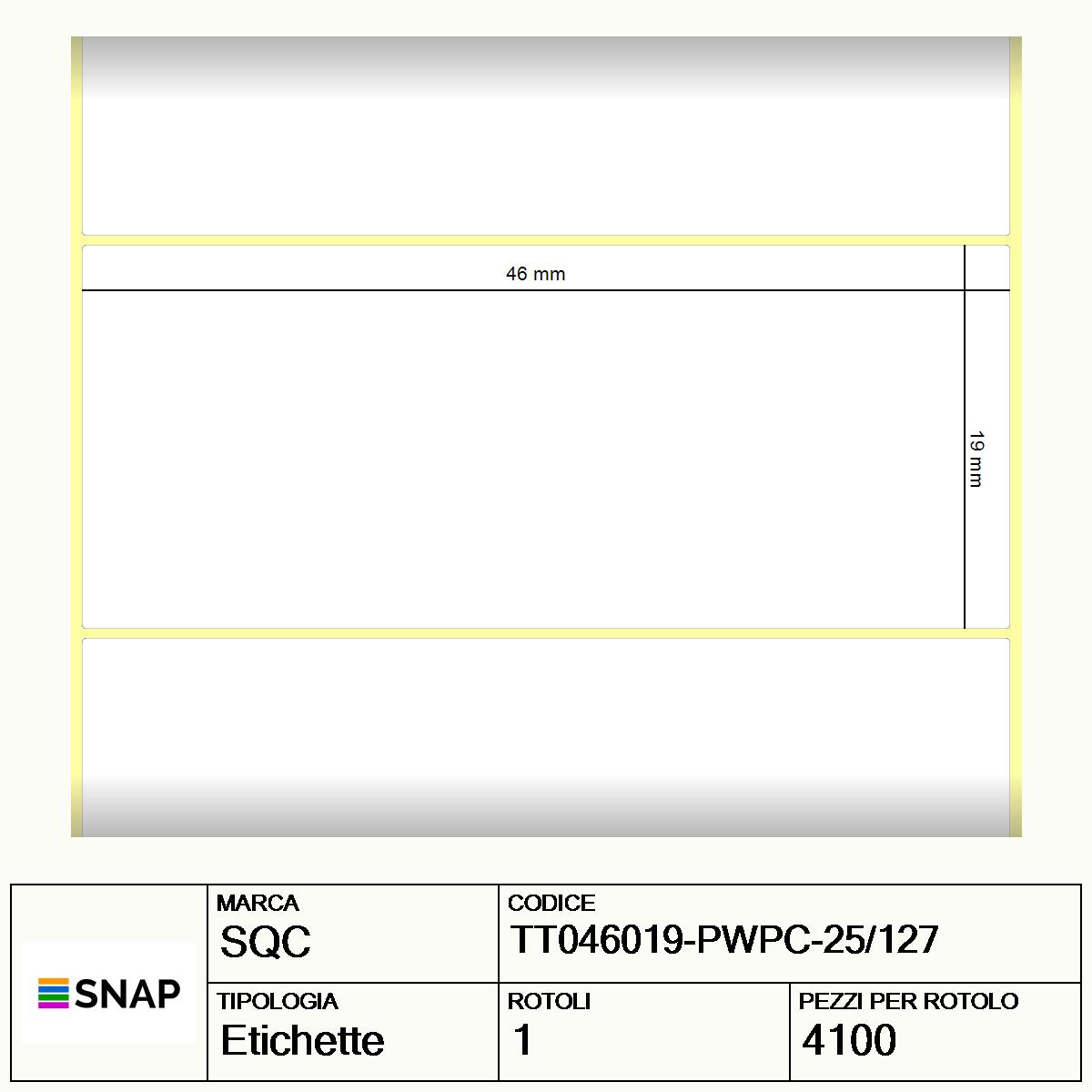 TT046019-PWPC-25/127 - Etichette SQC  S-DESK-PT Carta