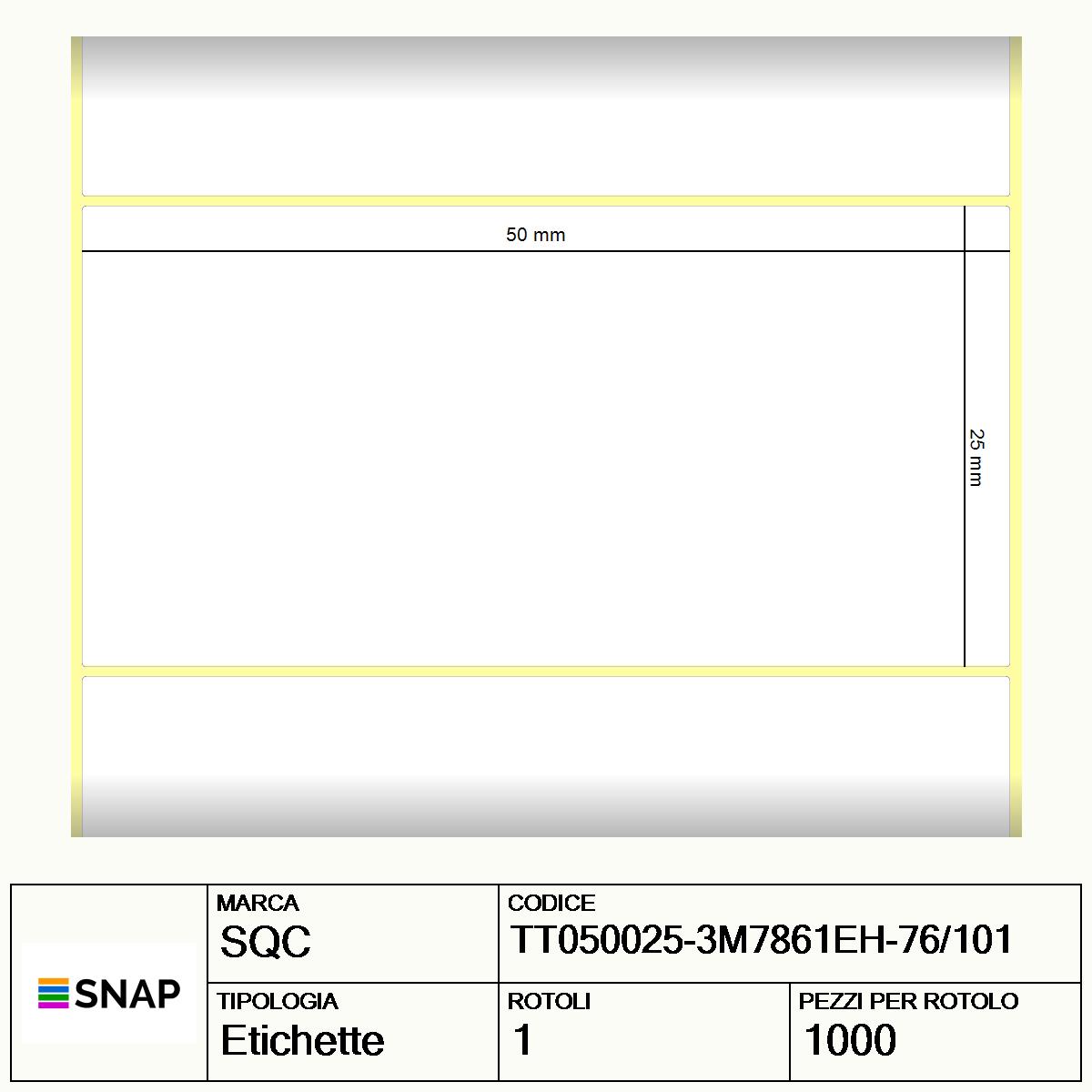 TT050025-3M7861EH-76/101 - Etichette SQC Trasparente neutro S-by3M