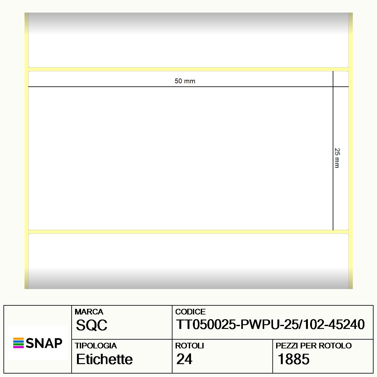 TT050025-PWPU-25/102-45240 - Etichette SQC  S-DESK-PT Carta