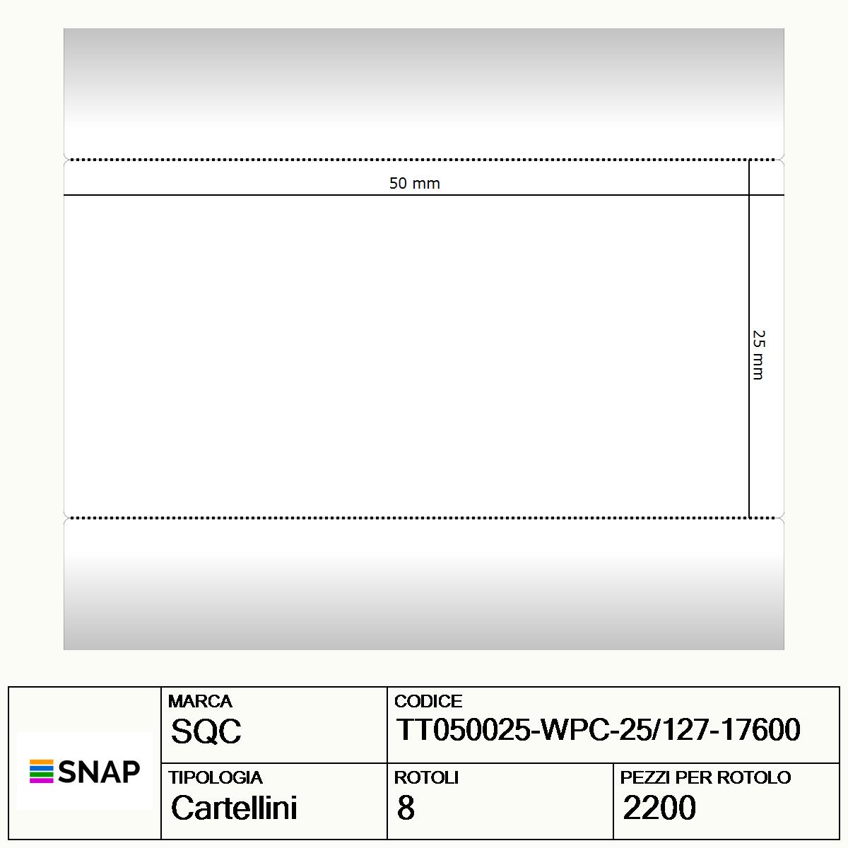TT050025-WPC-25/127-17600 - Cartellini SQC  S-TAGS-PT Carta