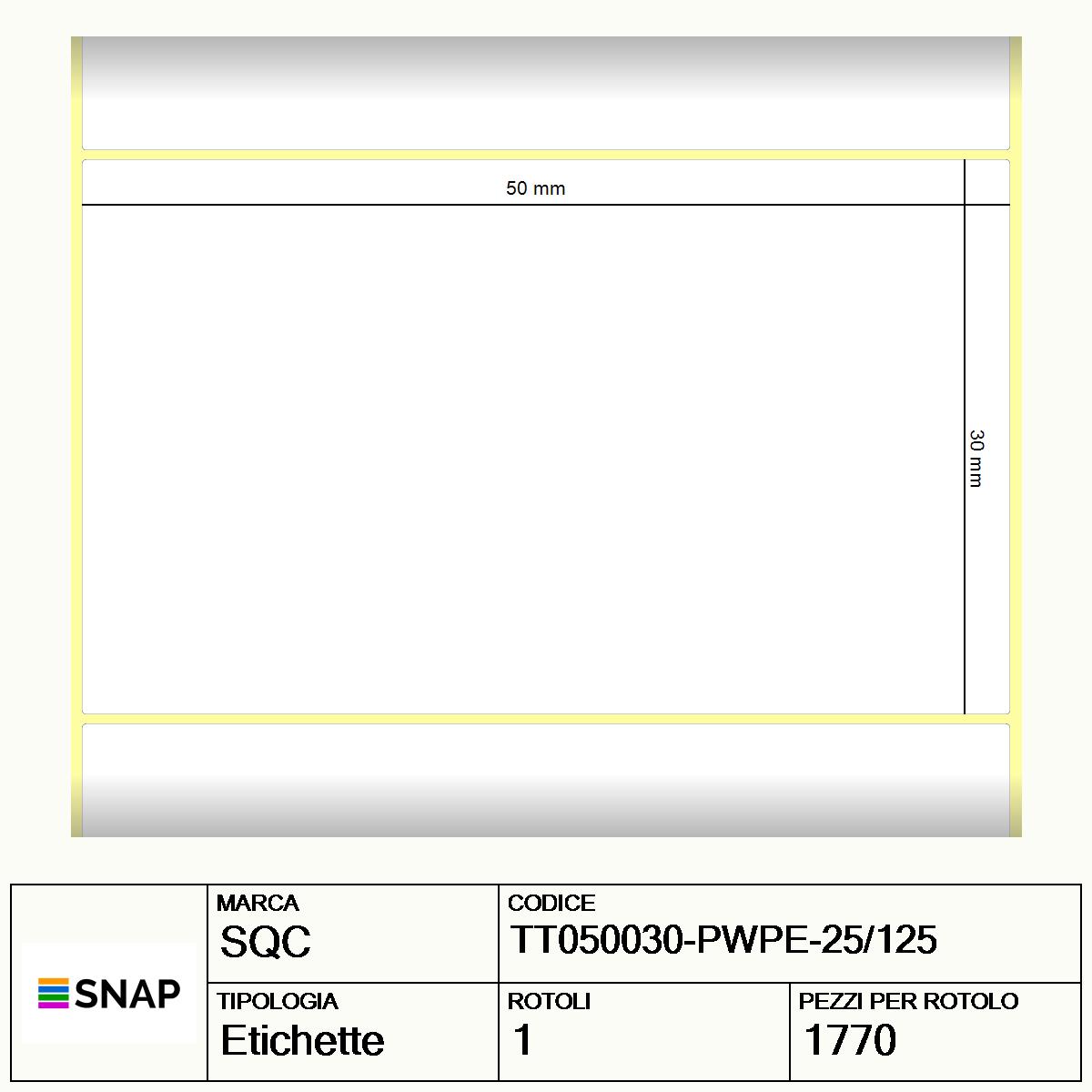 TT050030-PWPE-25/125 - Etichette SQC  S-DESK-ST Poliestere