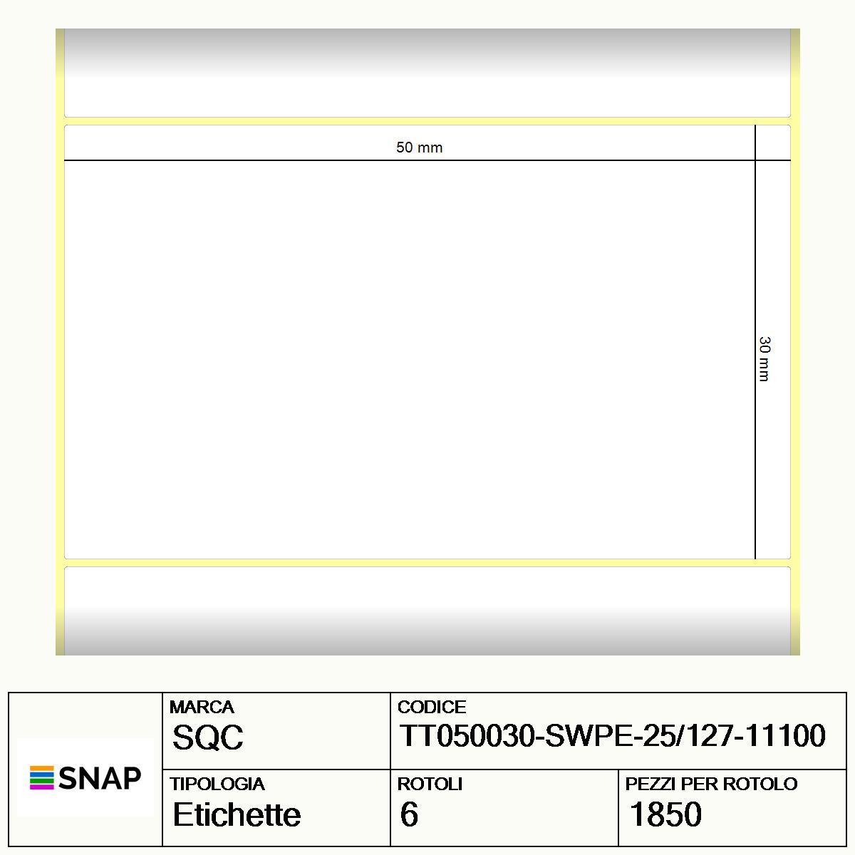 TT050030-SWPE-25/127-11100 - Etichette SQC  S-STRONG Polietilene