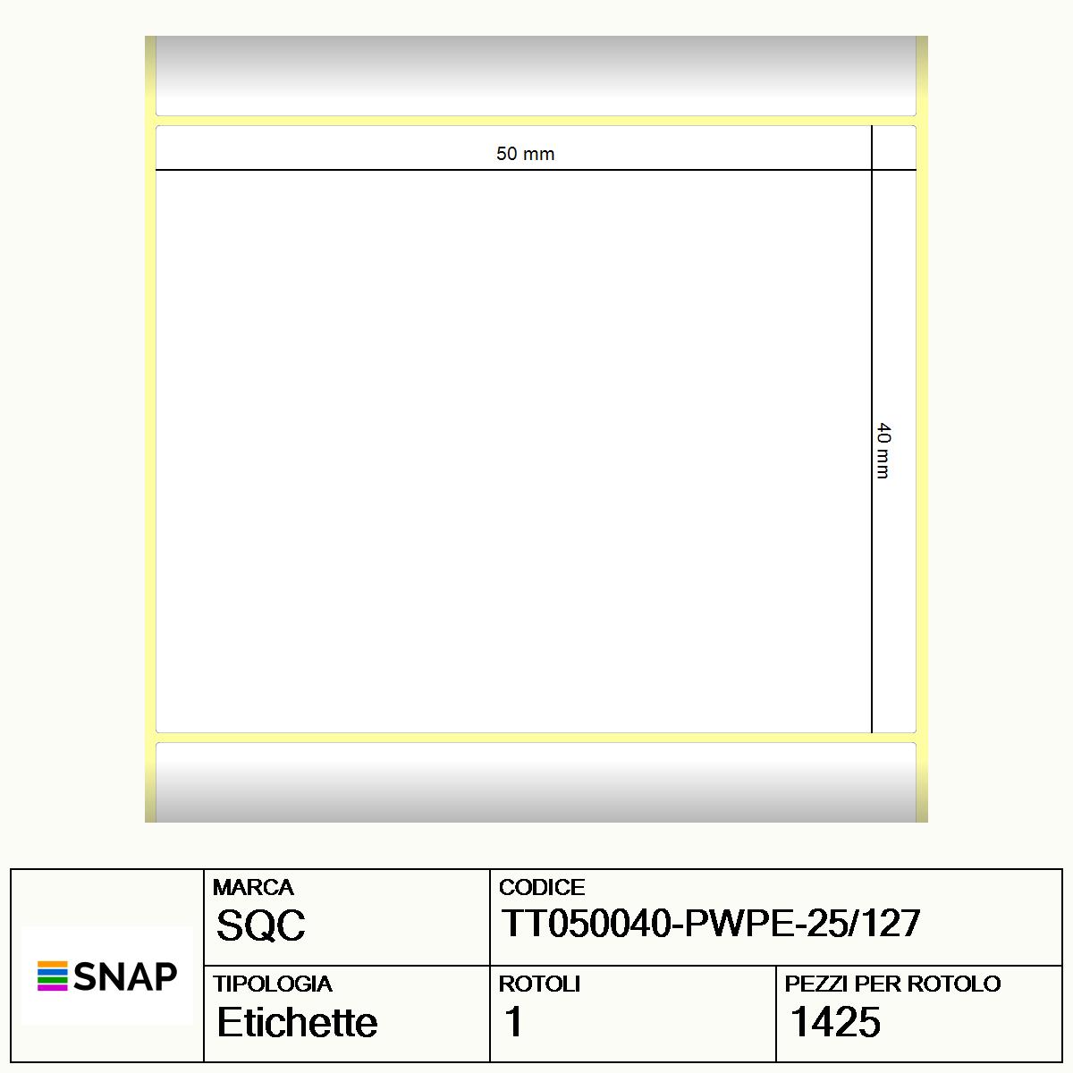 TT050040-PWPE-25/127 - Etichette SQC  S-DESK-ST Poliestere