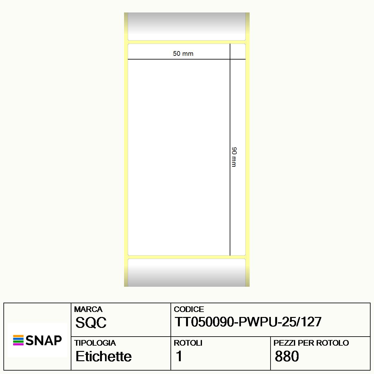 TT050090-PWPU-25/127 - Etichette SQC  S-DESK-PT Carta