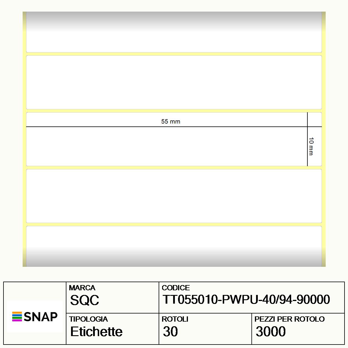 TT055010-PWPU-40/94-90000 - Etichette SQC  S-DESK-PT Carta