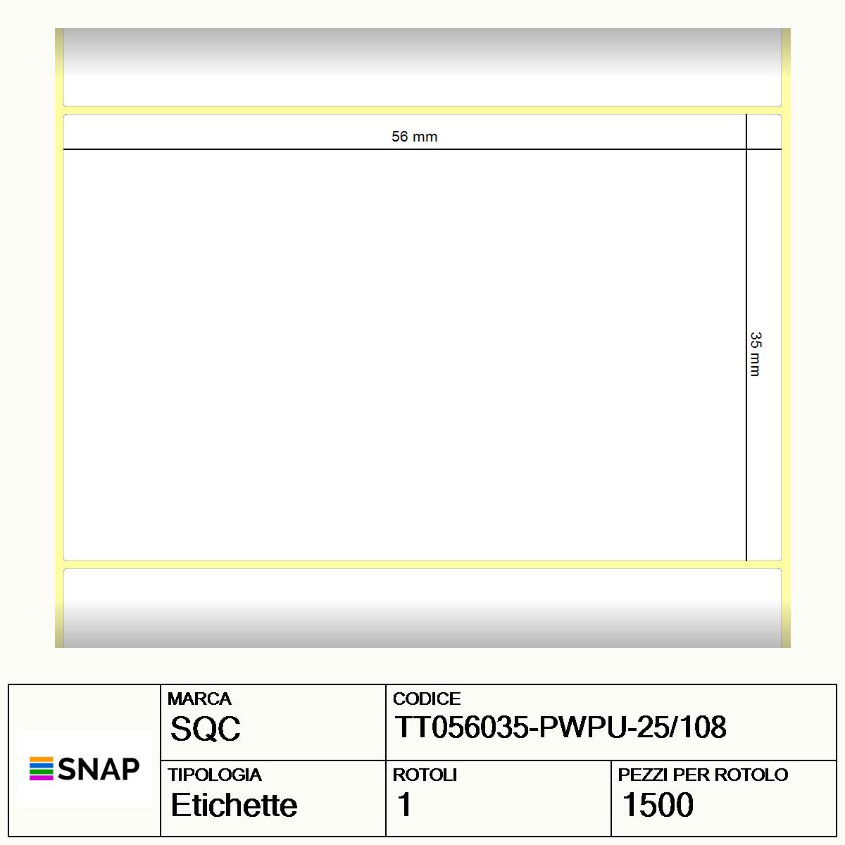 TT056035-PWPU-25/108 - Etichette SQC  S-DESK-PT Carta
