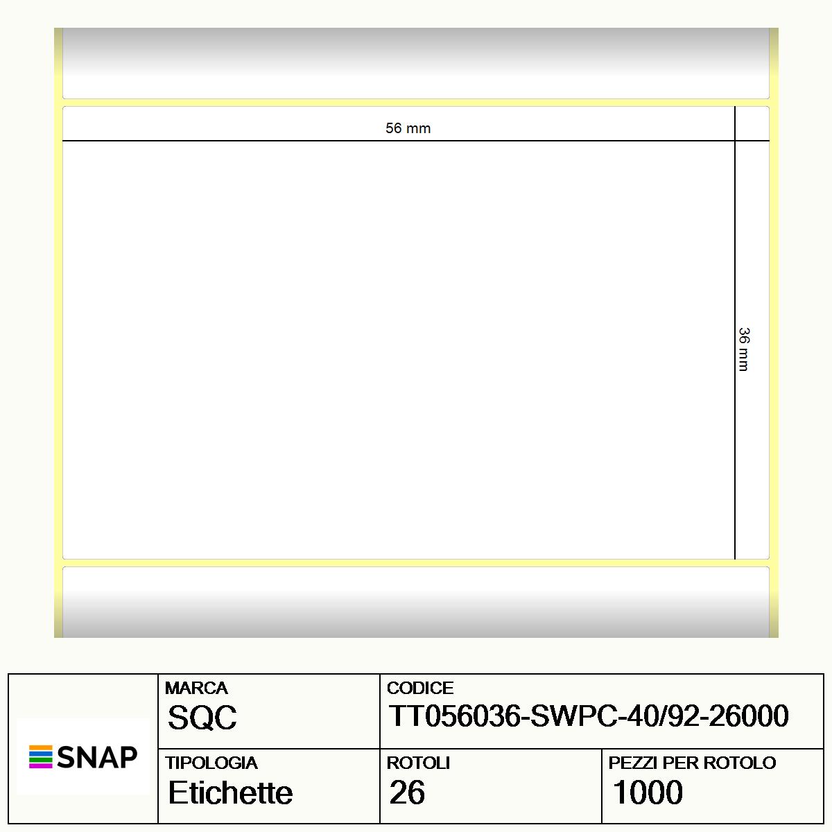 TT056036-SWPC-40/92-26000 - Etichette SQC  S-DESK-PT Carta