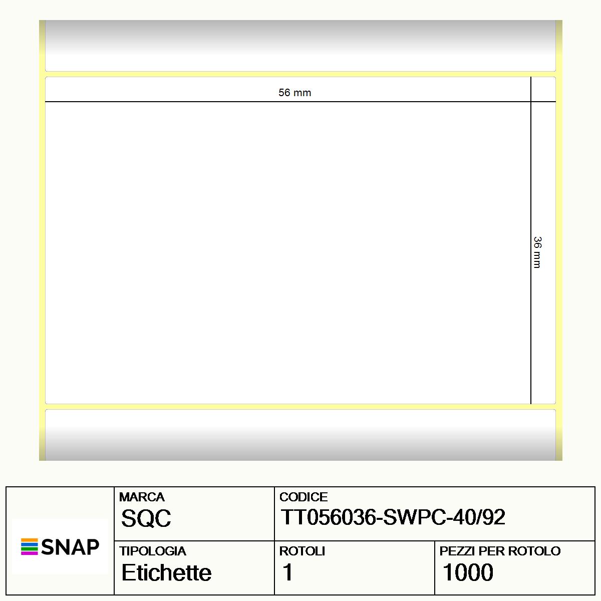 TT056036-SWPC-40/92 - Etichette SQC  S-DESK-PT Carta