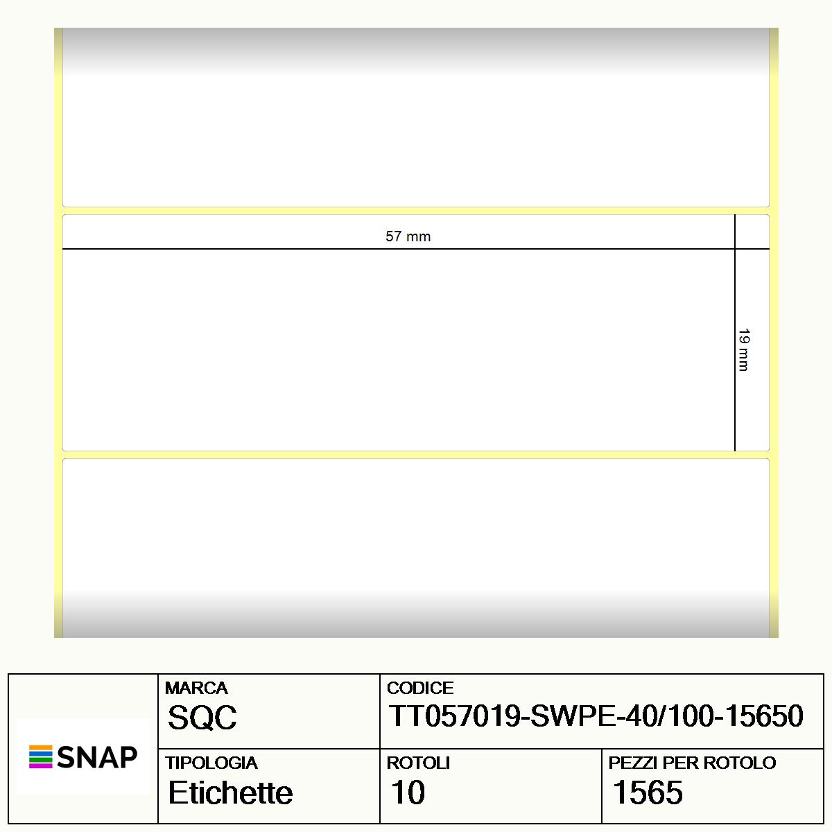 TT057019-SWPE-40/100-15650 - Etichette SQC  S-STRONG Polietilene