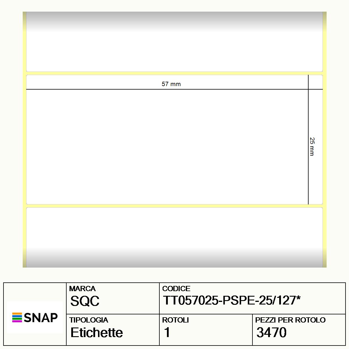 TT057025-PSPE-25/127* - Etichette SQC Argento S-FRICTION Poliestere