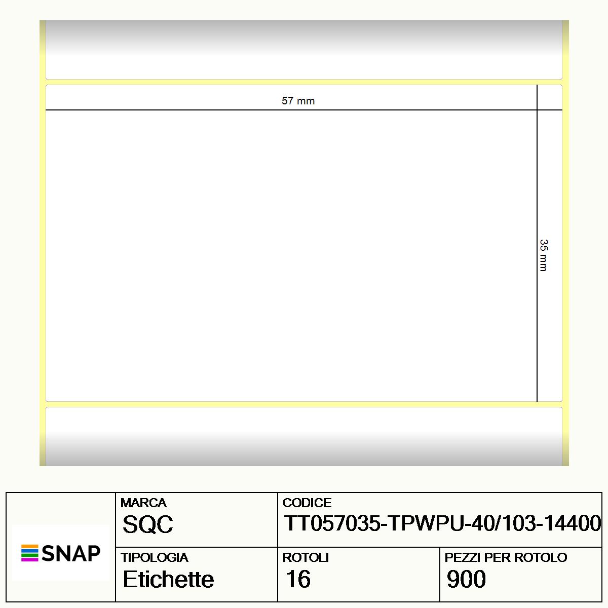 TT057035-TPWPU-40/103-14400 - Etichette SQC  S-HEALTCARE Carta