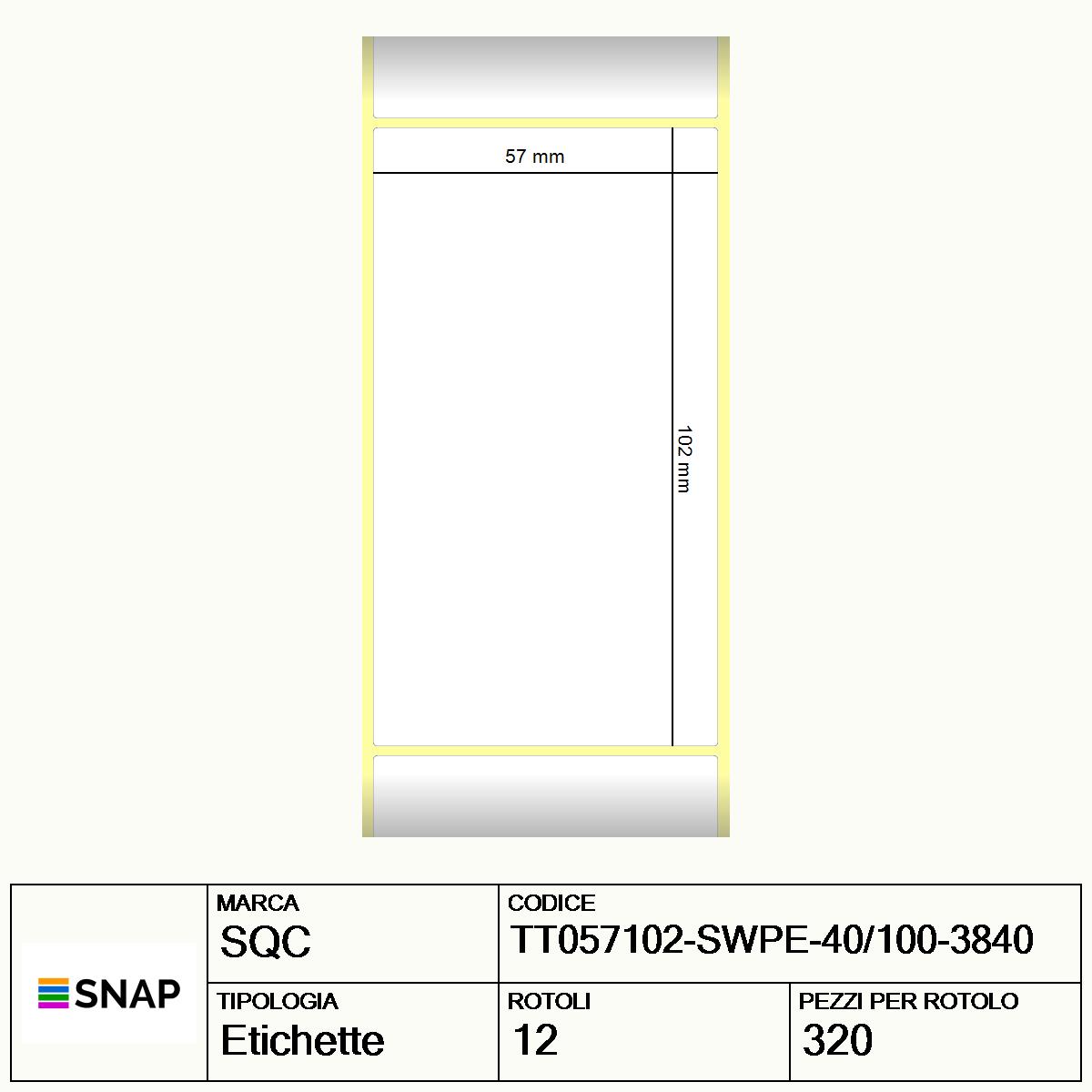 TT057102-SWPE-40/100-3840 - Etichette SQC  S-STRONG Polietilene