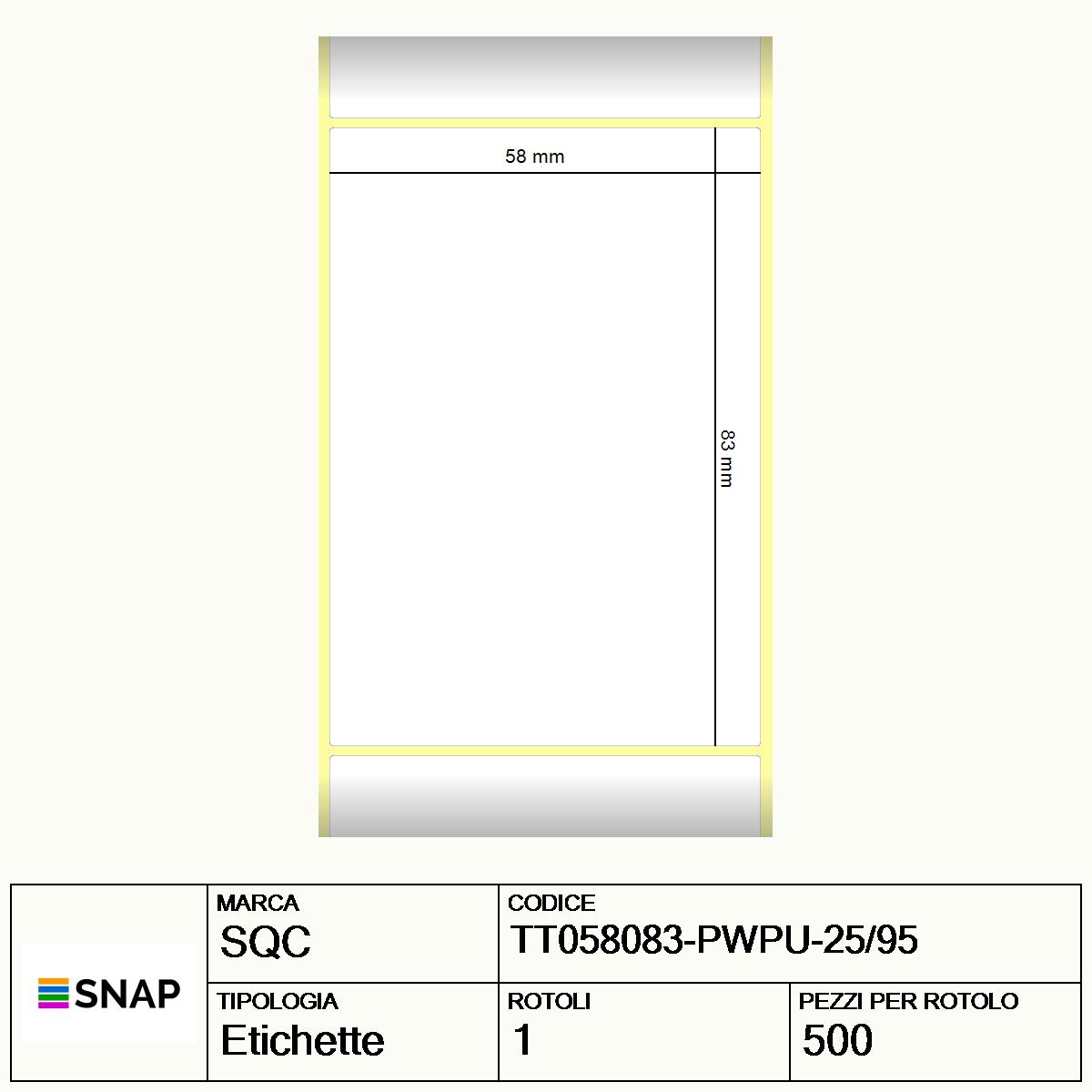 TT058083-PWPU-25/95 - Etichette SQC  S-DESK-PT Carta