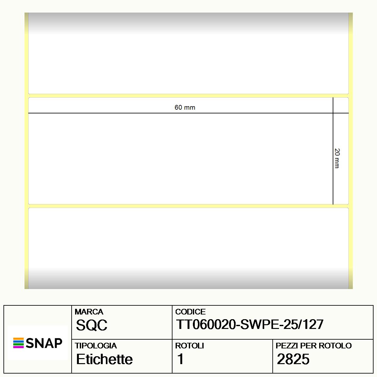 TT060020-SWPE-25/127 - Etichette SQC  S-STRONG Polietilene