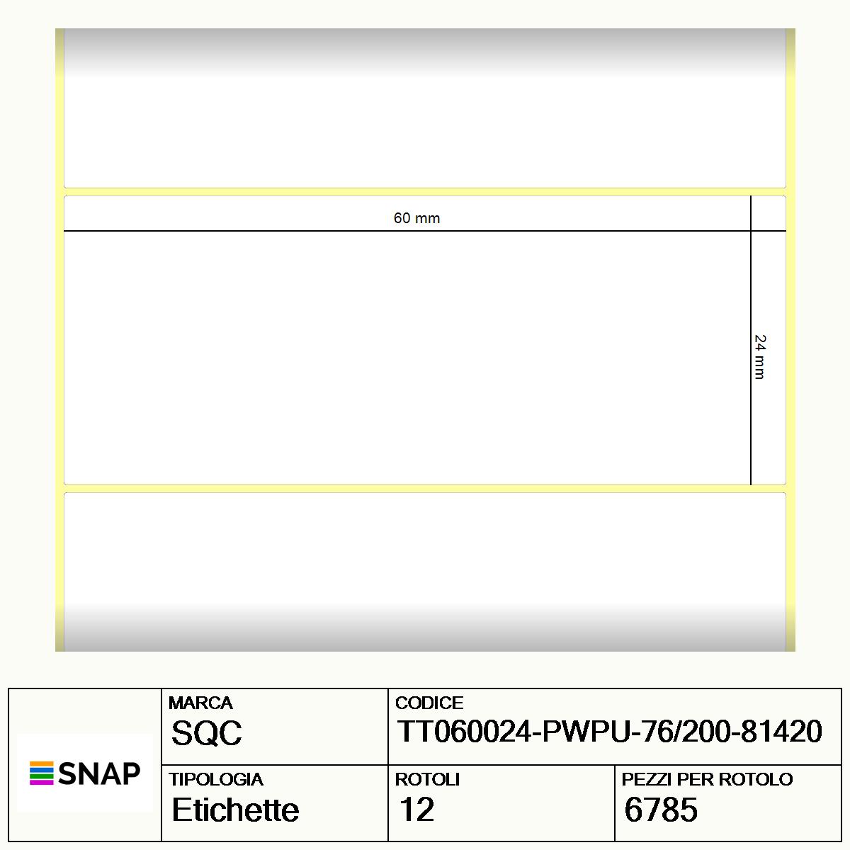 TT060024-PWPU-76/200-81420 - Etichette SQC  S-HARD-PT Carta