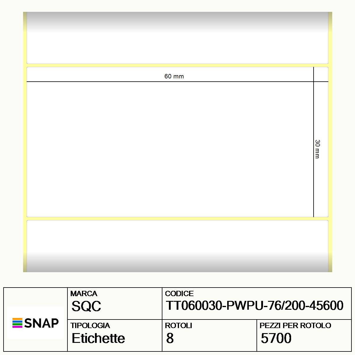 TT060030-PWPU-76/200-45600 - Etichette SQC  S-HARD-PT Carta