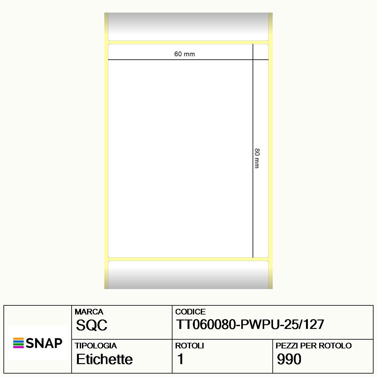 TT060080-PWPU-25/127 - Etichette SQC  S-DESK-PT Carta